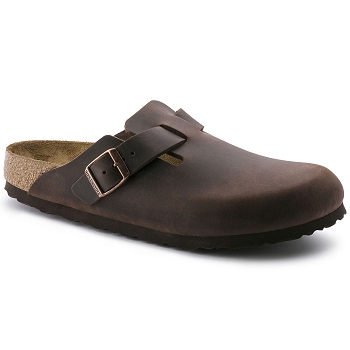 BIRKENSTOCK BOSTON HABANA CUIR GRAS 860133 NARROW FIT<br>Marron