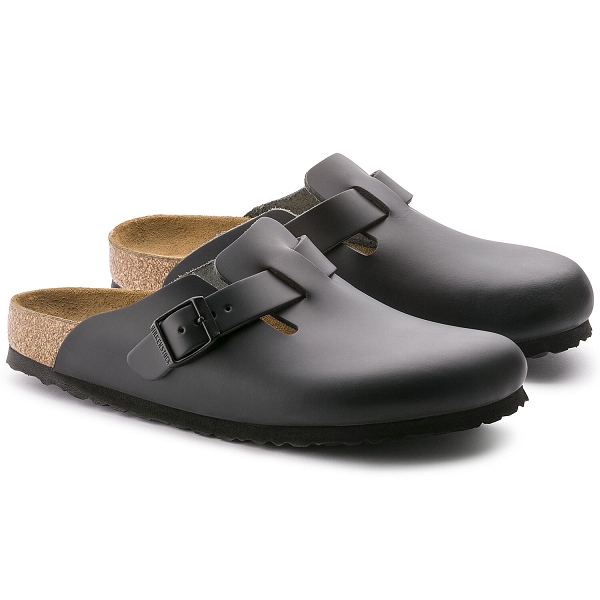 Birkenstock sabot boston habana cuir gras 860133 narrow fit noir9382701_4