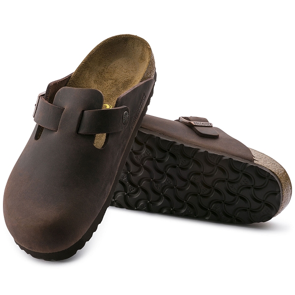 Birkenstock sabot boston habana cuir gras 860133 narrow fit marron9382702_5