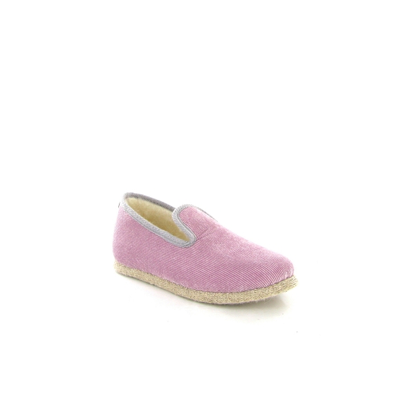 Chausse mouton charentaises velour cotele 5 chaines mauve