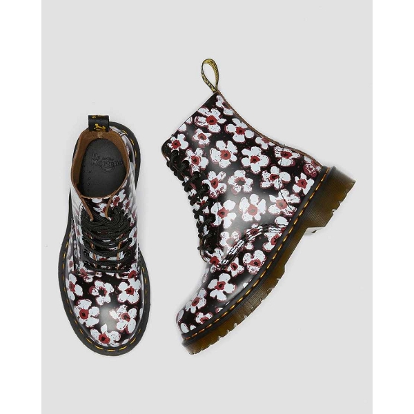 Doc martens bottines et boots 1460 pascal black red pansy fayre multicoloreC276601_4