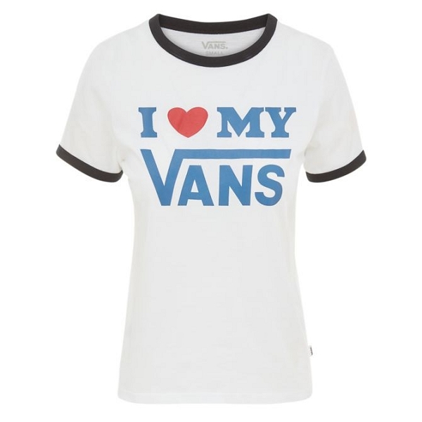 Vans textile tee shirt wm vans loveee ringer blanc