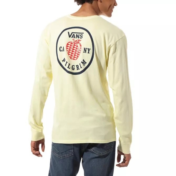 Vans textile tee shirt mn vans x pilgrim surf supply apple ls double cream jauneE072901_3