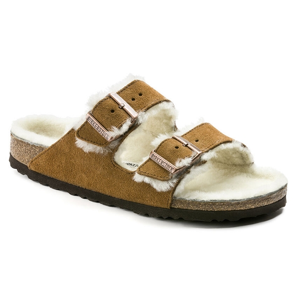 Birkenstock mules arizona en fourrure d’agneau 1001128 marron