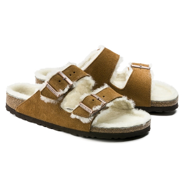 Birkenstock mules arizona en fourrure d’agneau 1001128 marronE218601_2