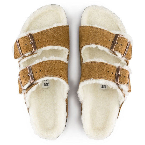 Birkenstock mules arizona en fourrure d’agneau 1001128 marronE218601_5