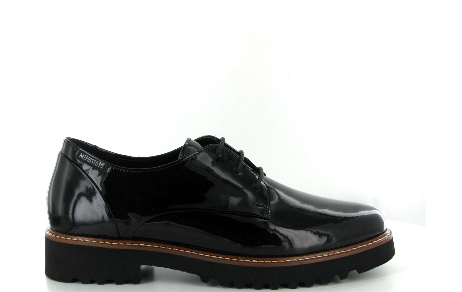Chaussures Mephisto Sabatina Oxford Cuir Verni Gris - Taille 5.5 US, Neuves En Boîte